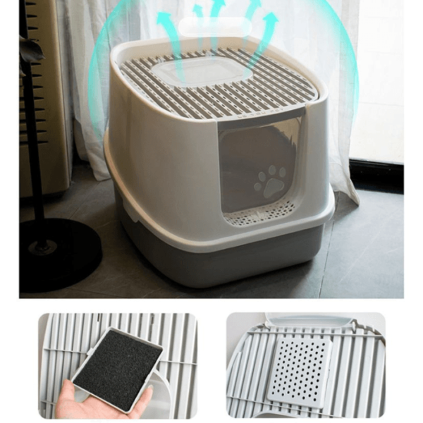 Caja De Arena Para Gatos Cerrada, Grande Premium - Imagen 7