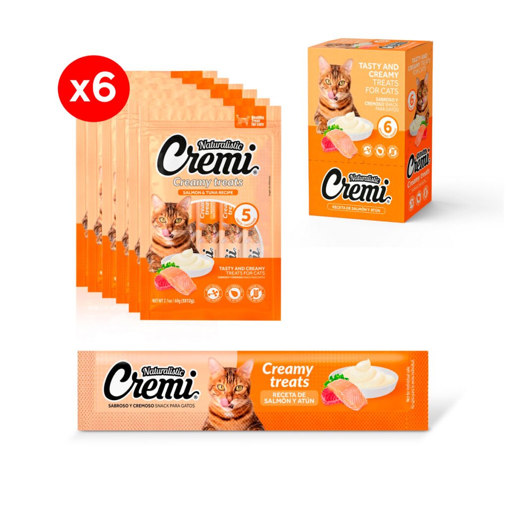 Caja Naturalistic Cremi Salmón Tuna Recipe 6 Sachets 5×12 GR (30 Unidades)