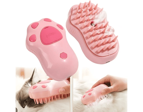 Cepillo A Vapor Cepillo Rosa Quita Pelos Perro Gato Mascotas